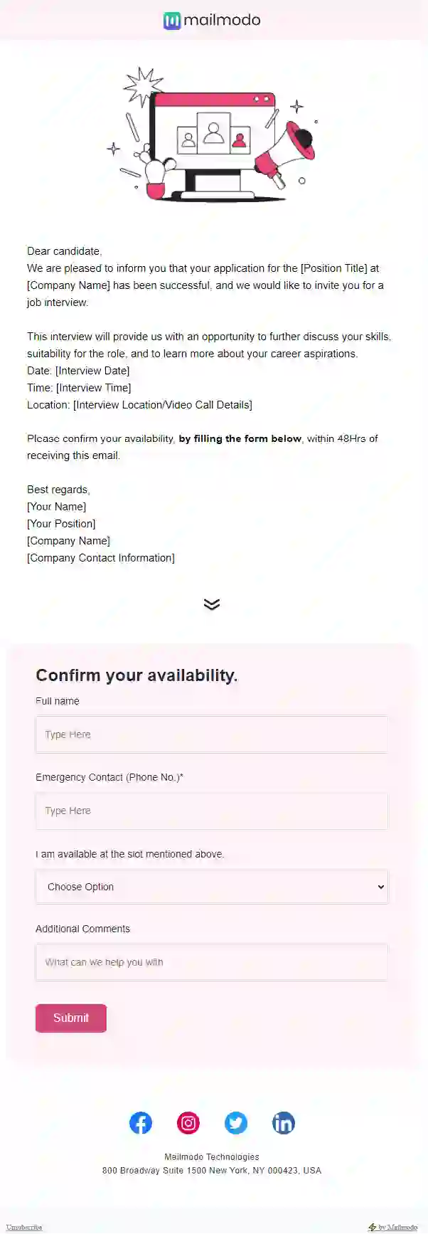 Free Interview Invitation Email Template