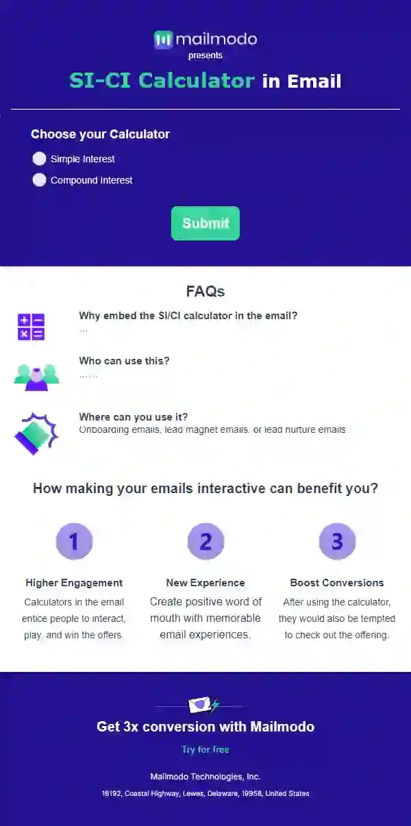 Free Simple and Compound Interest Calculator in Email
