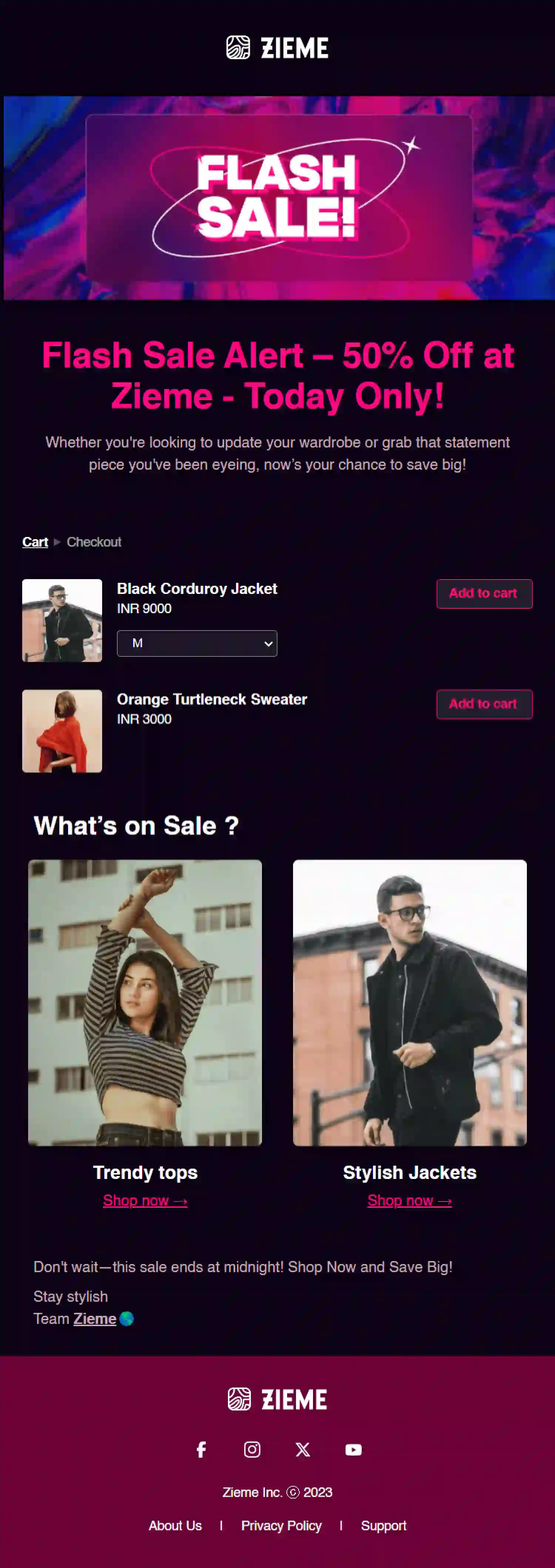 Free Flash Sales Email Template for Shopify Stores