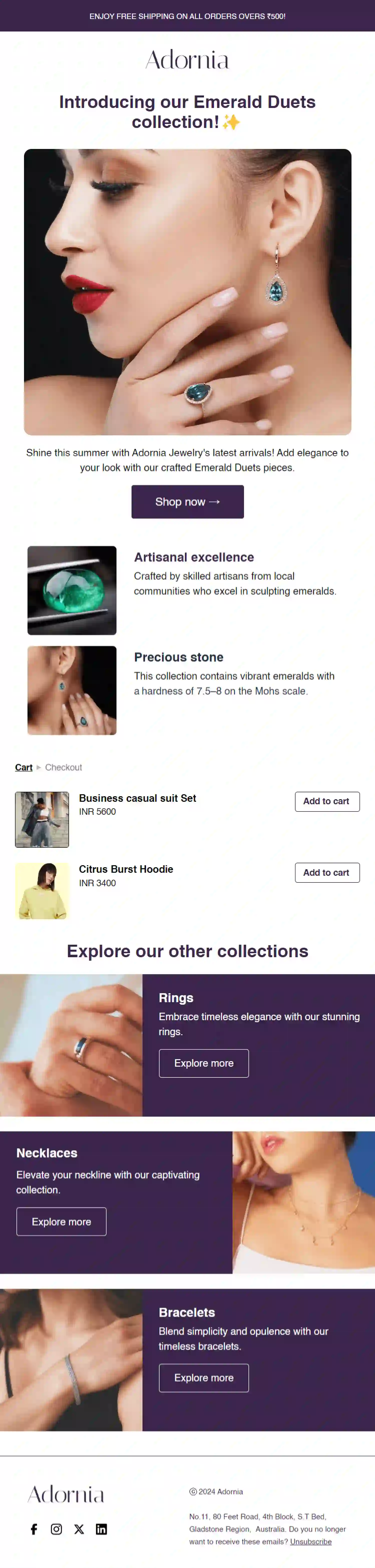New Arrival Email Template for Jewellery Store